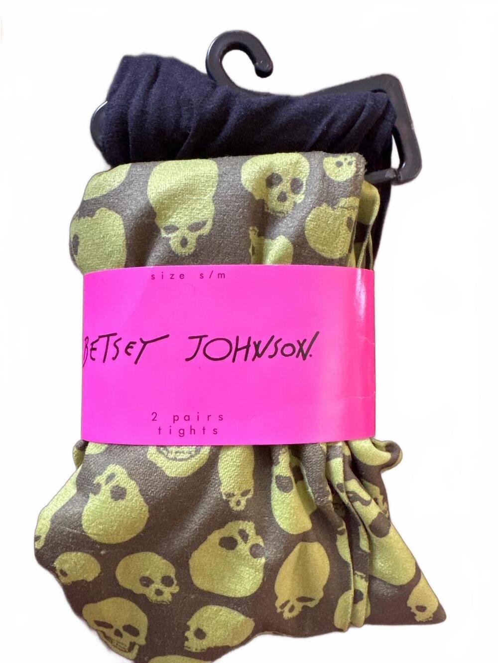 NWT Betsy Johnson Tights - skull and Black - 2 pairs - Small/medium